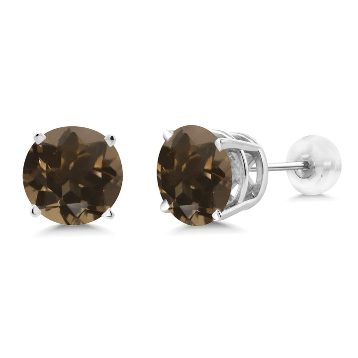 Smoky Quartz_14K White Gold_Earrings in 14K White Gold