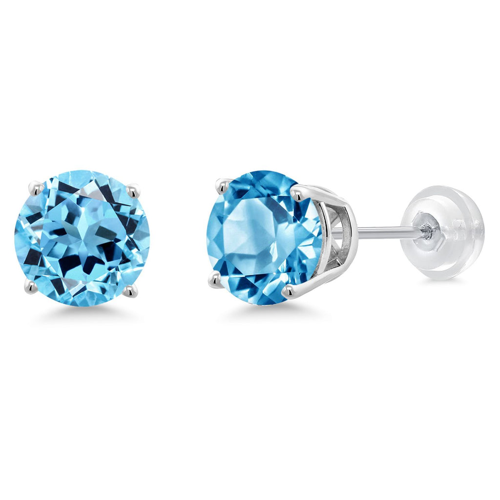 Swiss Blue Topaz - November_14K White Gold_Earrings in 14K White Gold