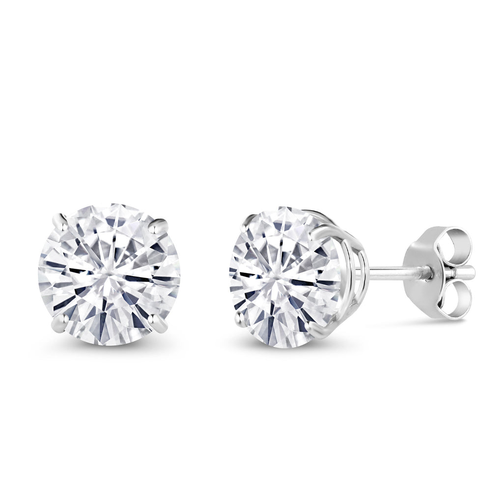 White Moissanite - April_Earrings in 10K White Gold