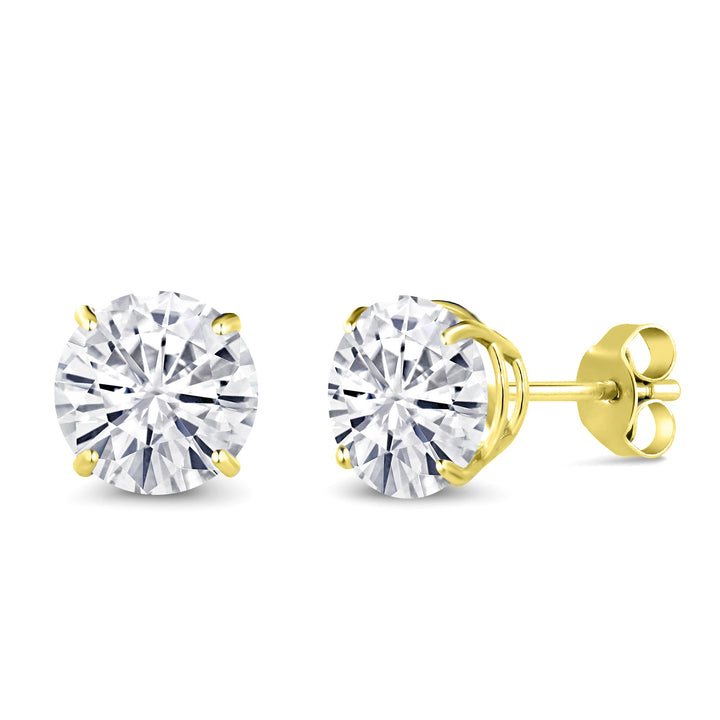 White Moissanite_Earrings in 14K Yellow Gold