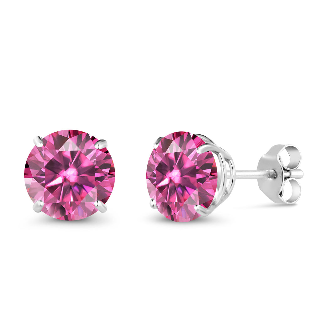 Pink Moissanite - April_Earrings in 10K White Gold