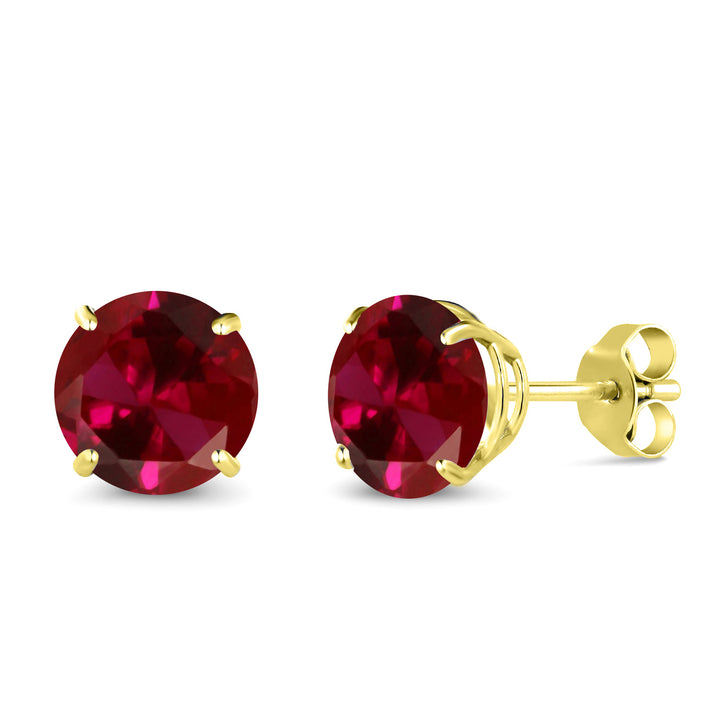 Created Ruby - July_Earrings in 14K Yellow Gold