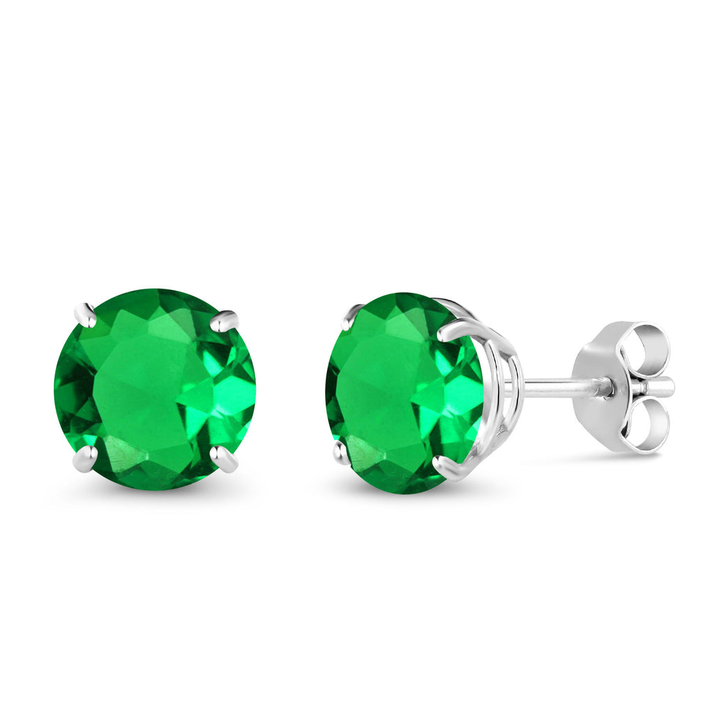Nano Emerald - May_Earrings in 10K White Gold