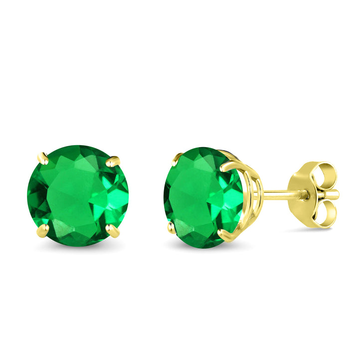 Nano Emerald - May_Earrings in 14K Yellow Gold
