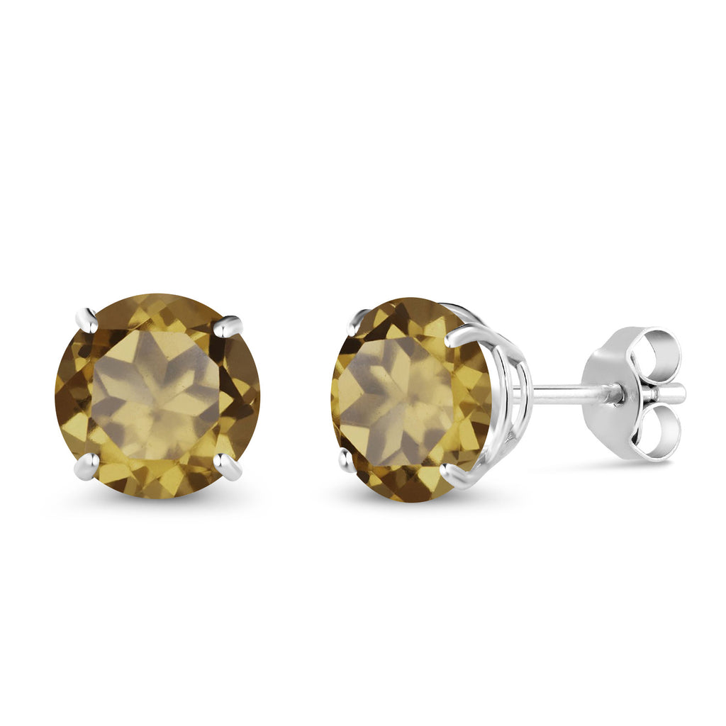 Whiskey Quartz_Earrings in 10K White Gold