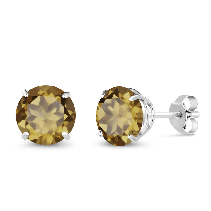 Whiskey Quartz_Earrings in 10K White Gold