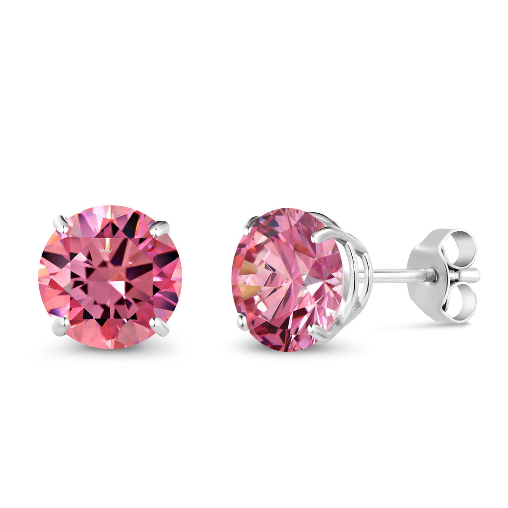 Fancy Pink Zirconia_Earrings in 10K White Gold