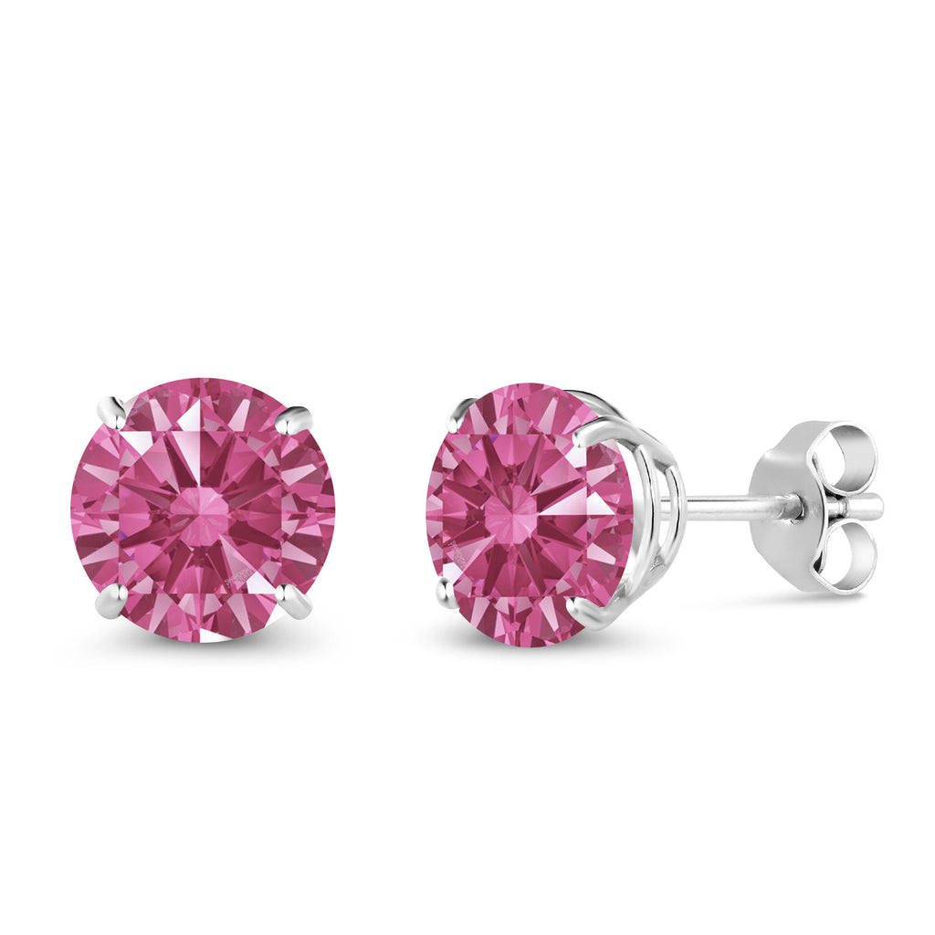 Red Zirconia_Earrings in 10K White Gold