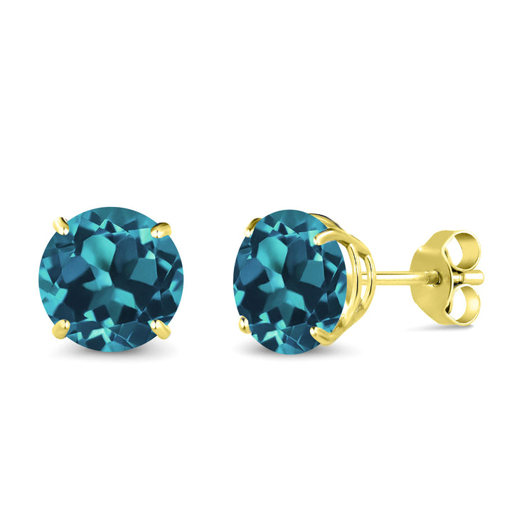 London Blue Topaz - November_Earrings in 14K Yellow Gold