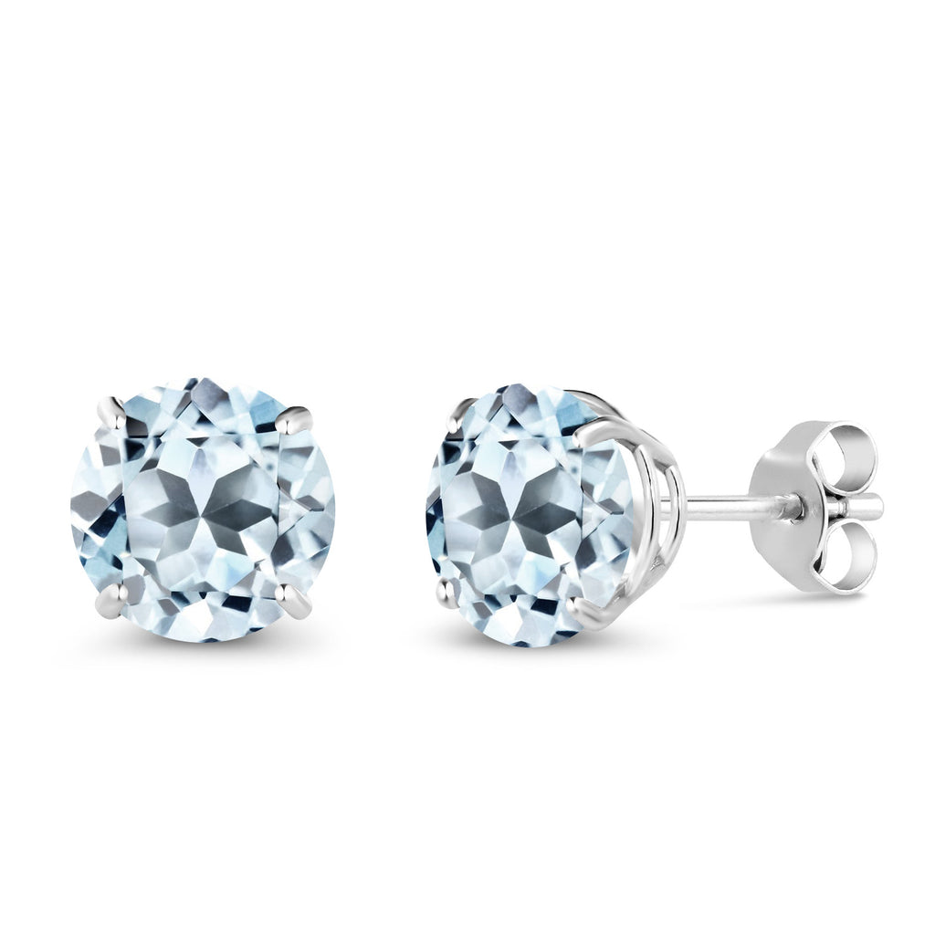 Sky Blue Topaz - November_Earrings in 10K White Gold