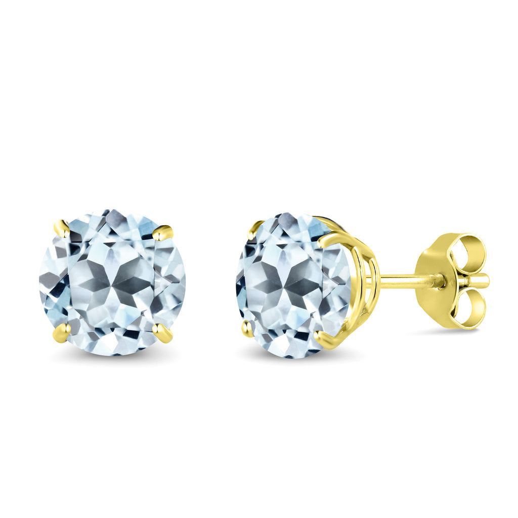 Sky Blue Topaz - November_Earrings in 14K Yellow Gold
