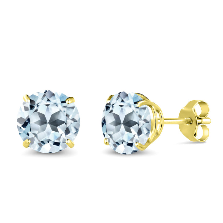 Sky Blue Topaz - November_Earrings in 14K Yellow Gold