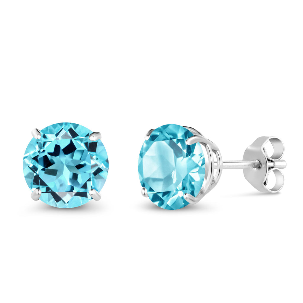 Swiss Blue Topaz - November_Earrings in 10K White Gold