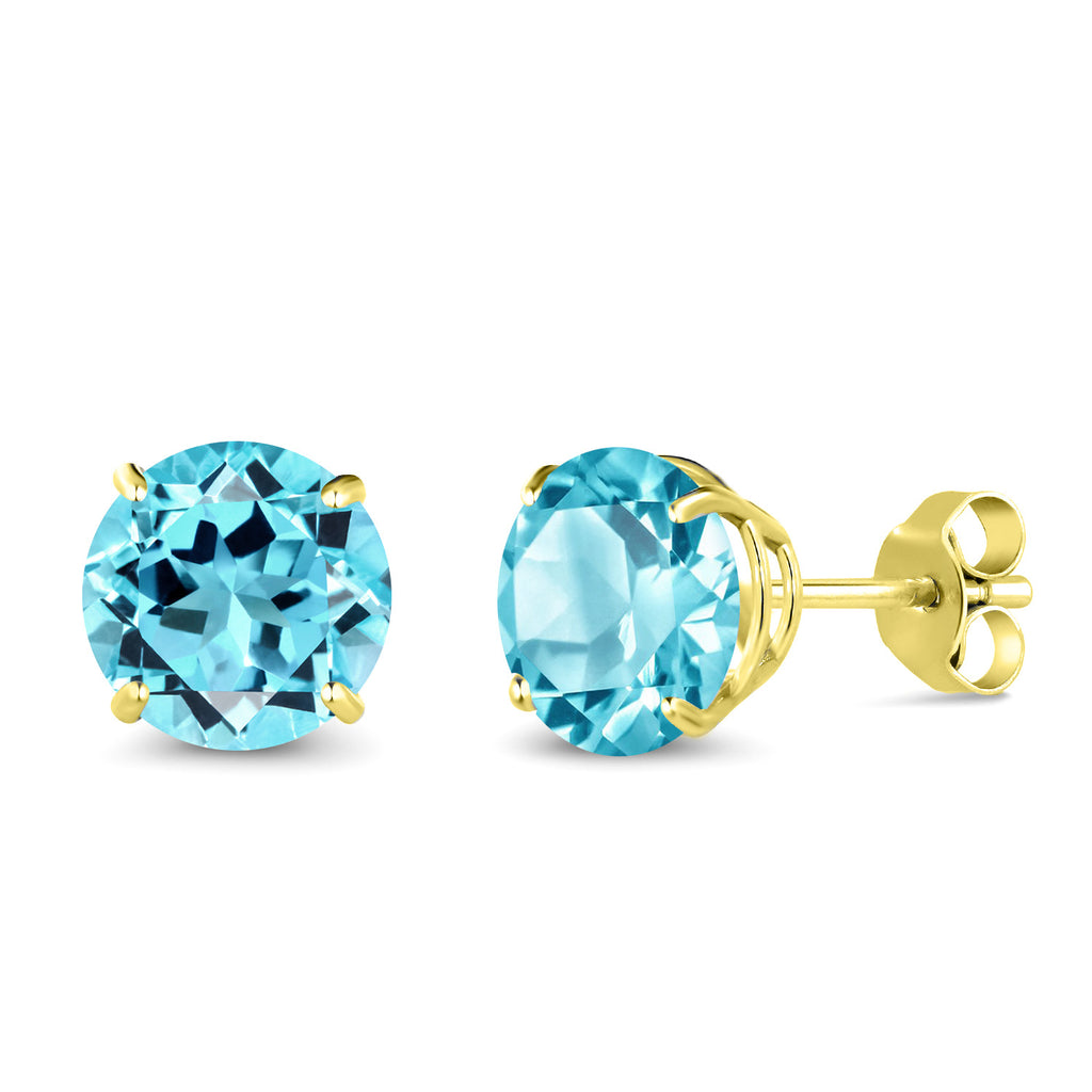Swiss Blue Topaz - November_Earrings in 14K Yellow Gold
