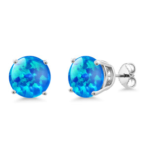 White Simulated Opal-Cabochon - October_Earrings in 925 Sterling Silver