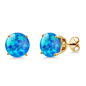 Opal - October_Earrings in 925 Yellow Gold Plated Silver