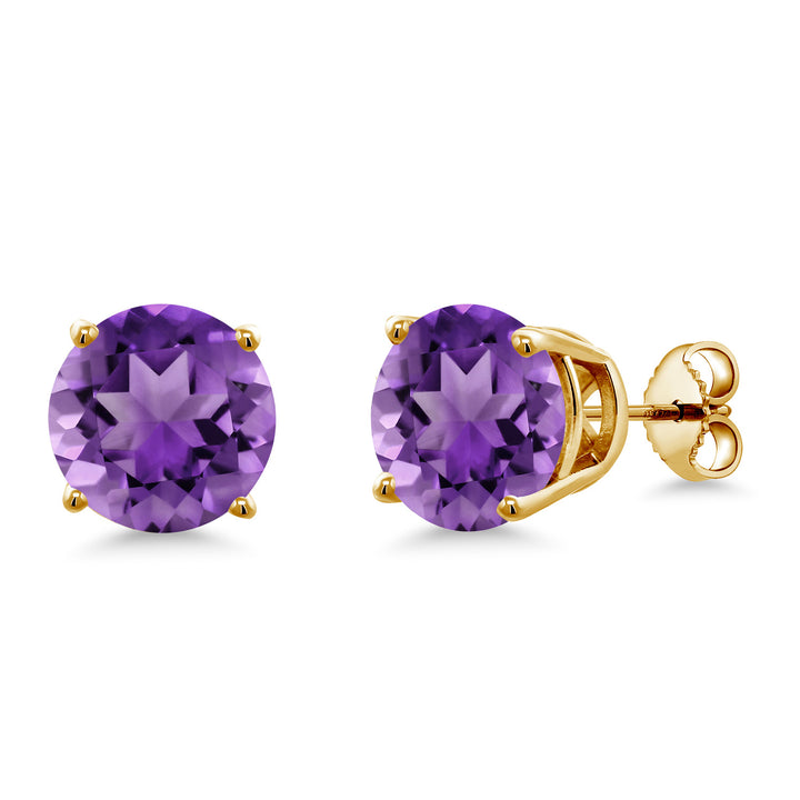 Amethyst - February_Earrings in 925 Yellow Gold Plated Silver