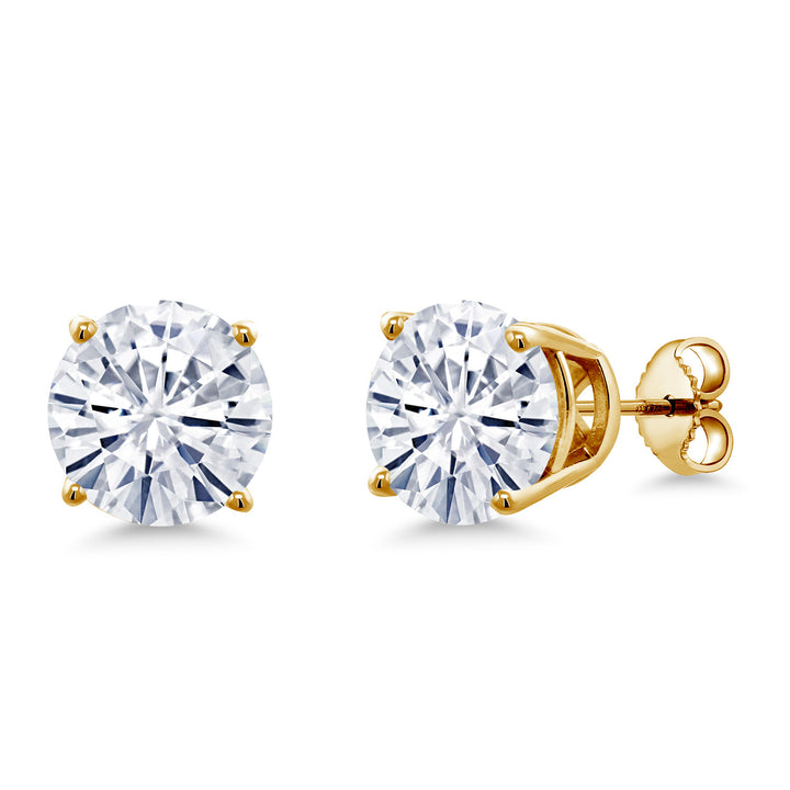 Moissanite - April_Earrings in 925 Yellow Gold Plated Silver