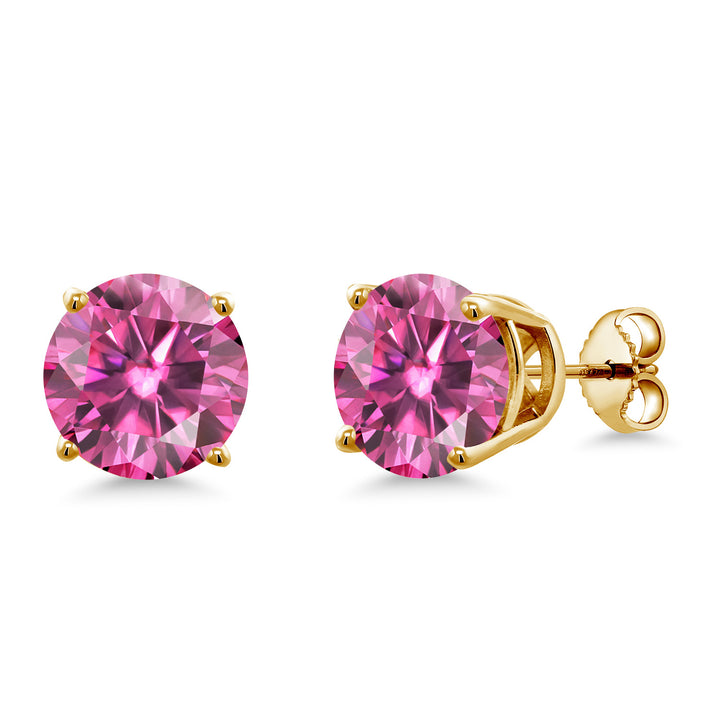Pink Moissanite - April_Earrings in 925 Yellow Gold Plated Silver