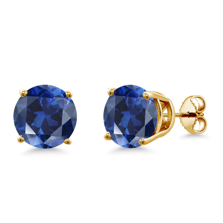 Created Sapphire - September_Earrings in 925 Yellow Gold Plated Silver