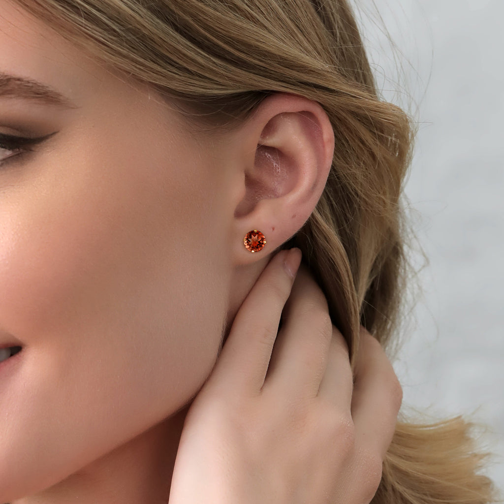 Garnet - January_Earrings in 925 Yellow Gold Plated Silver