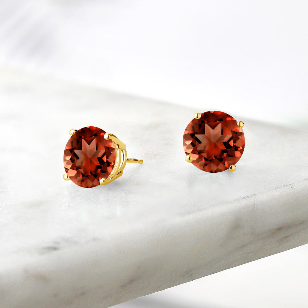 Garnet - January_Earrings in 925 Yellow Gold Plated Silver