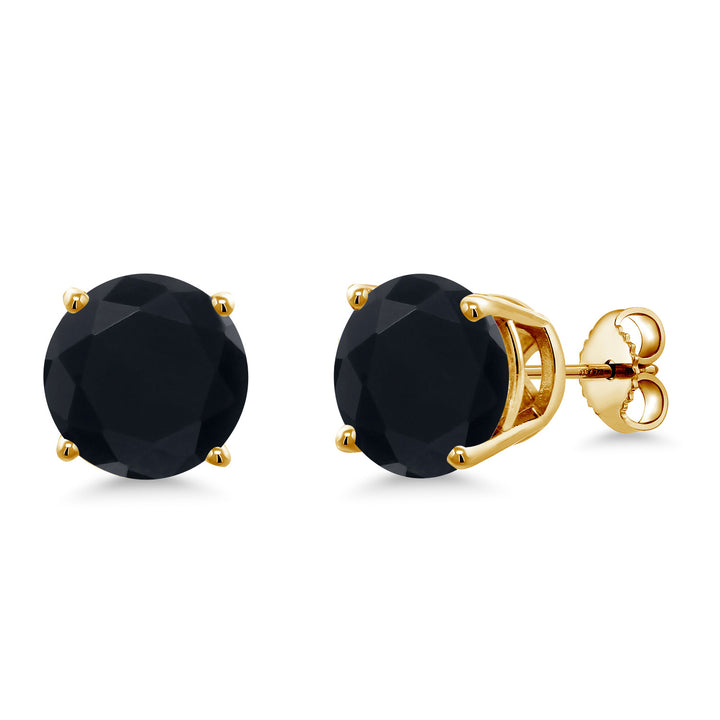 Onyx - December_Earrings in 925 Yellow Gold Plated Silver