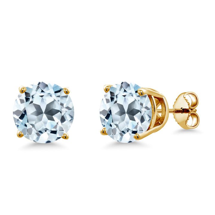 Sky Blue Topaz - November_Earrings in 925 Yellow Gold Plated Silver