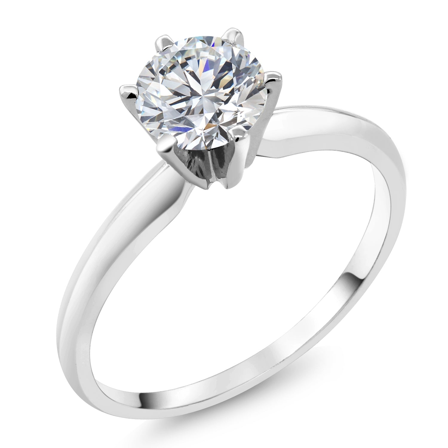 10K White Gold IGI Certified Lab Grown Diamond Solitaire Engagement Ring For Women | 1 Ct Round Cut | F-G Color | VS1 Clarity | Available In Size 5, 6, 7, 8, 9