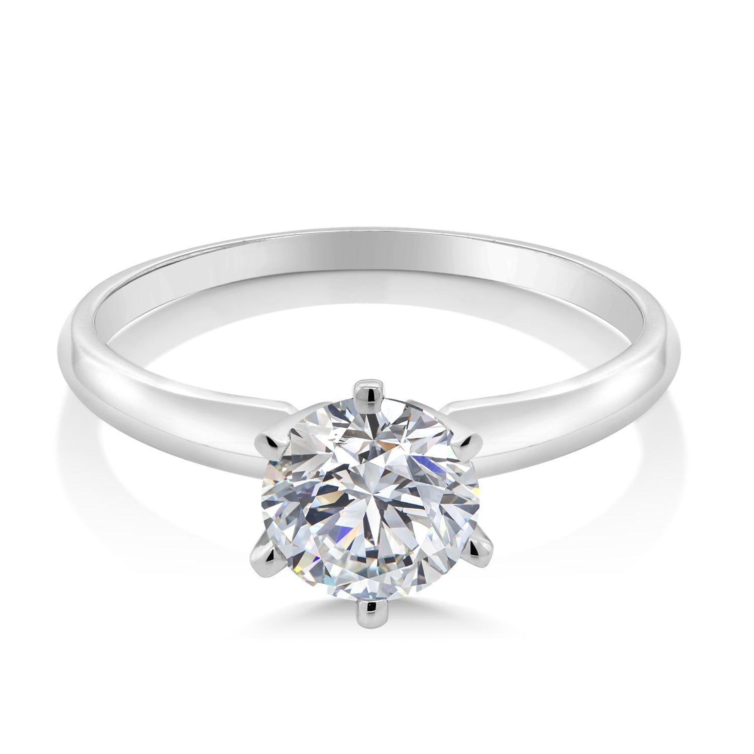 10K White Gold IGI Certified Lab Grown Diamond Solitaire Engagement Ring For Women | 1 Ct Round Cut | E-F Color | VS1-VS2 Clarity | Available In Size 5, 6, 7, 8, 9