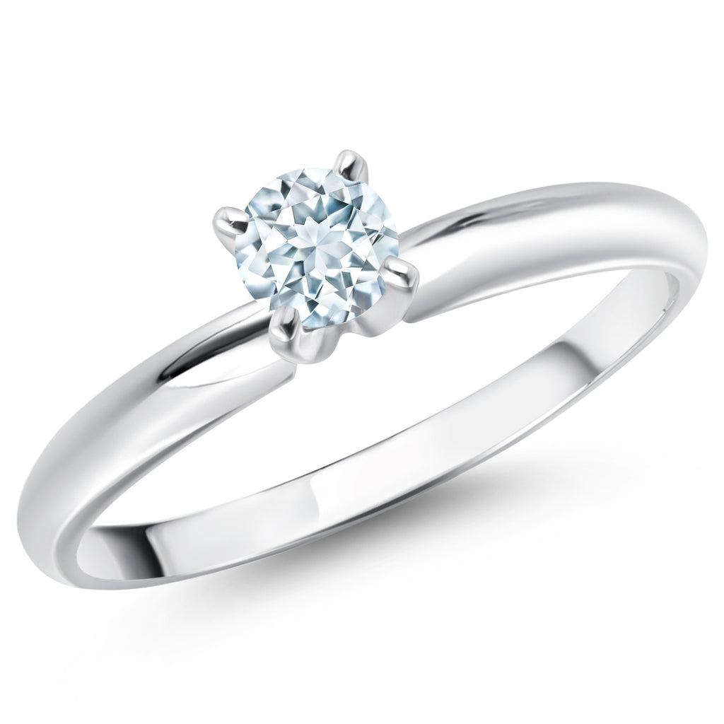 Aquamarine - March_8_Ring in 14K White Gold