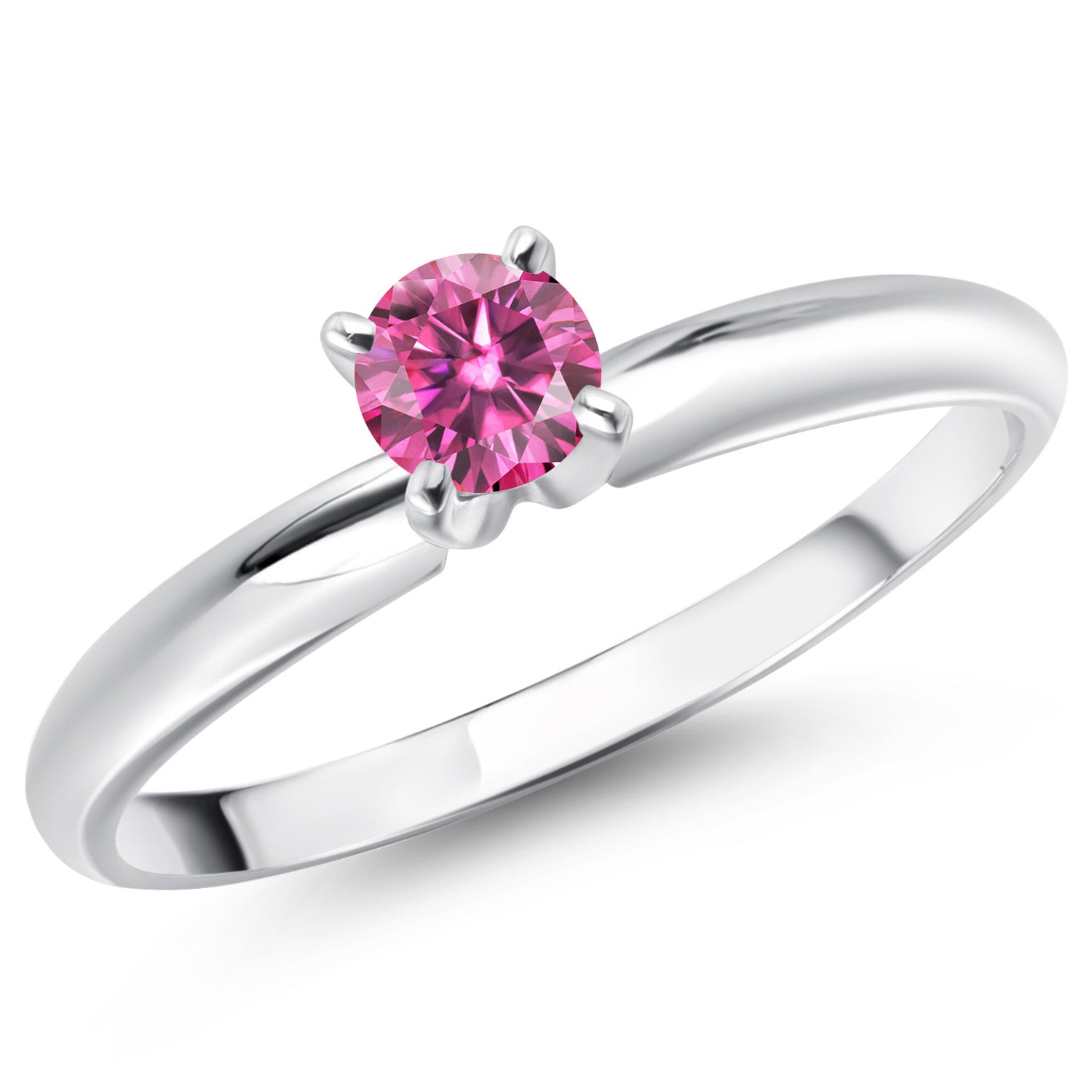 Pink Moissanite - April_8_Ring in 14K White Gold