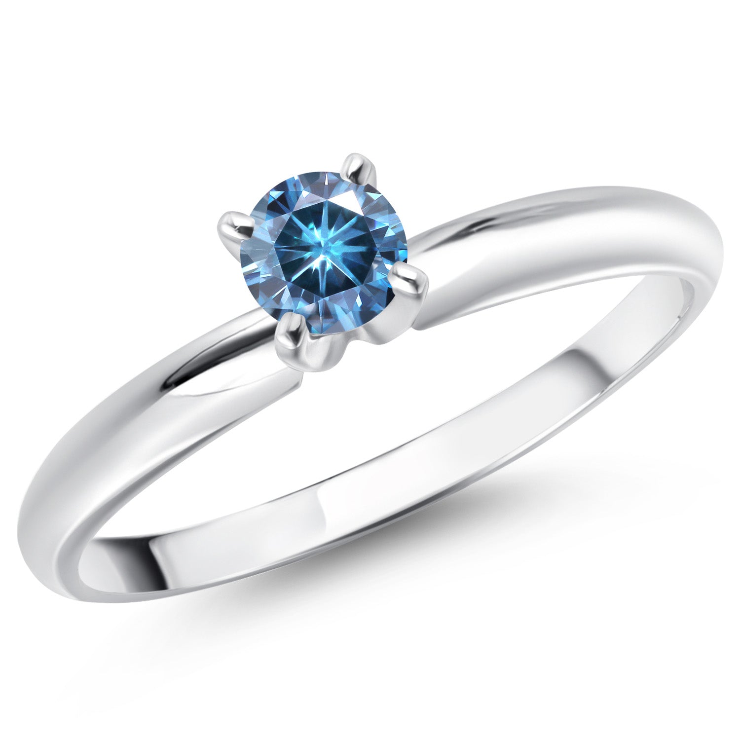 Persian Blue Moissanite - April_6_Ring in 14K White Gold
