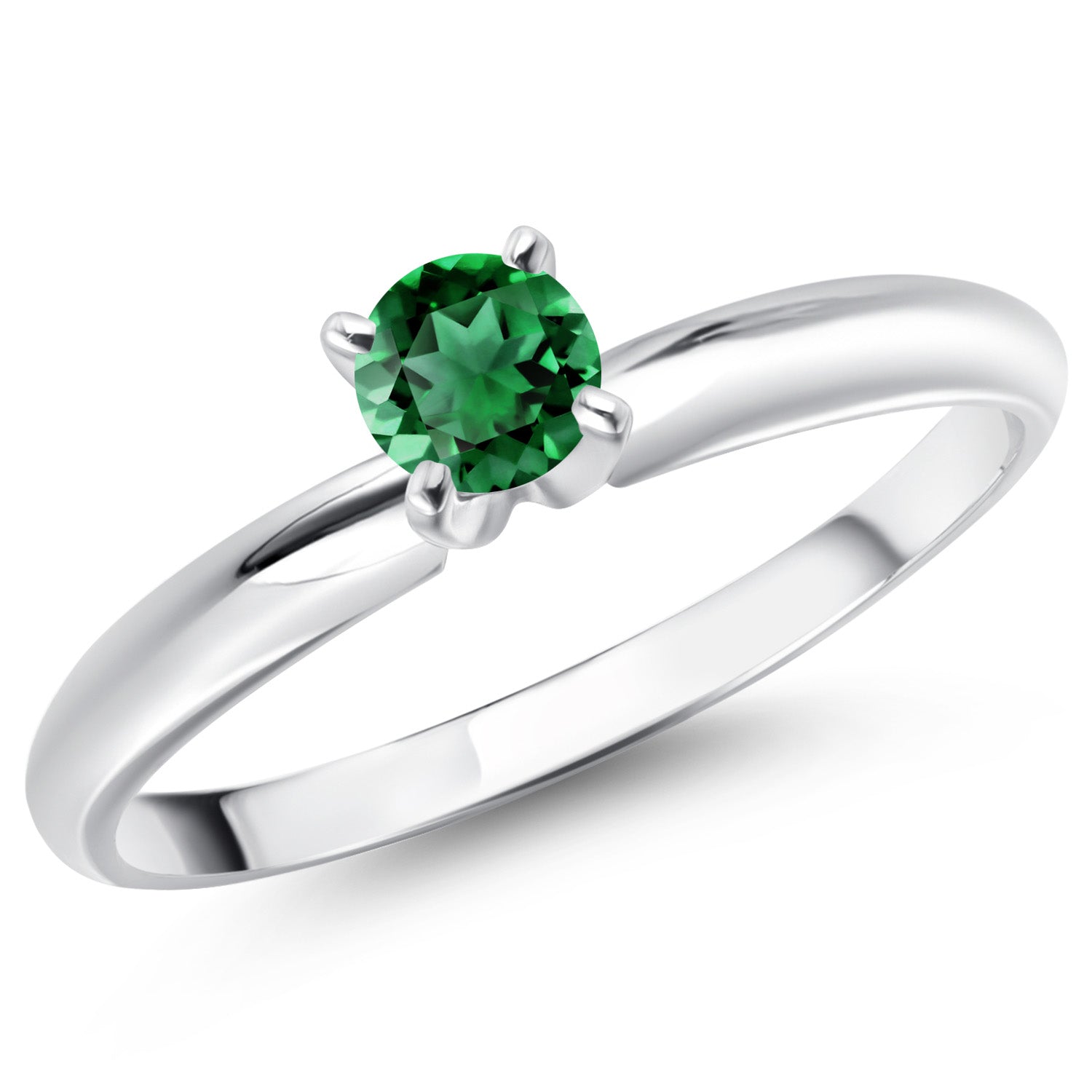 Green Nano Emerald - May_5_Ring in 14K White Gold