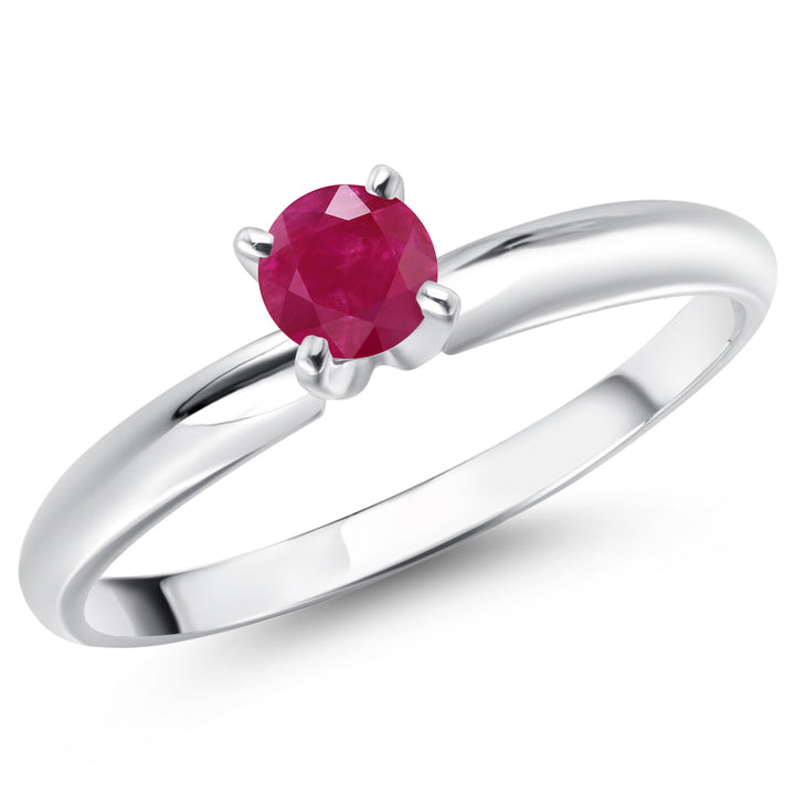 Red Ruby - July_8_Ring in 14K White Gold