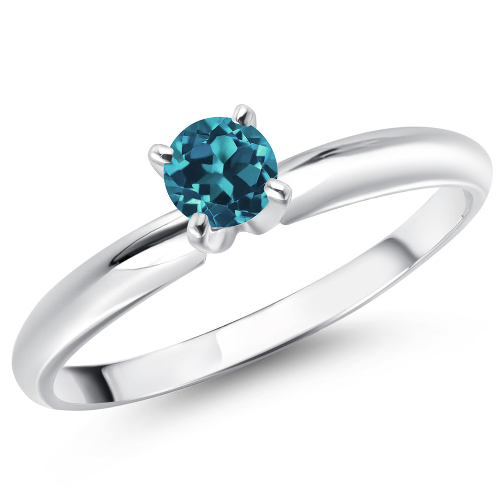 London Blue Topaz - November_8_Ring in 14K White Gold