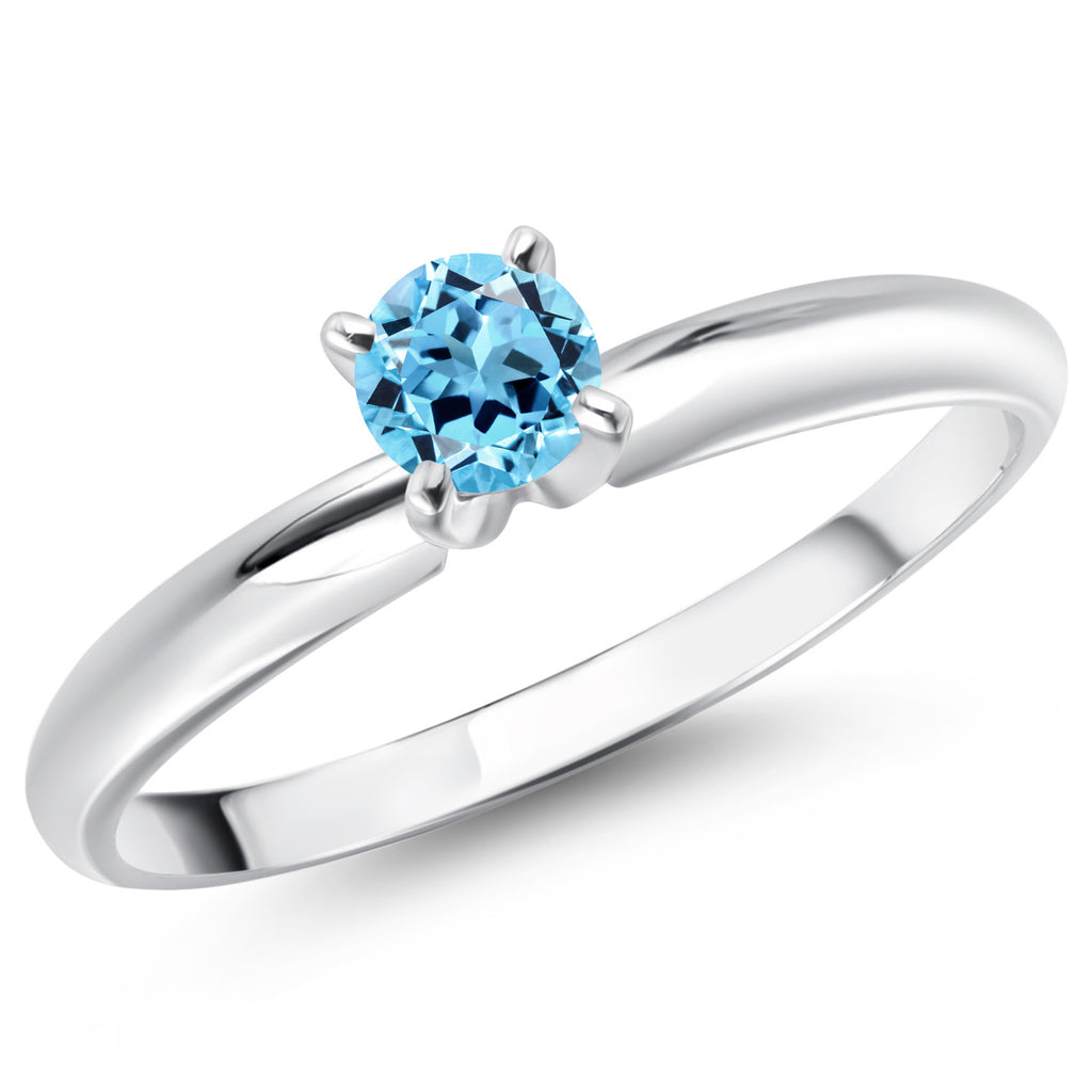 Swiss Blue Topaz - November_9_Ring in 14K White Gold