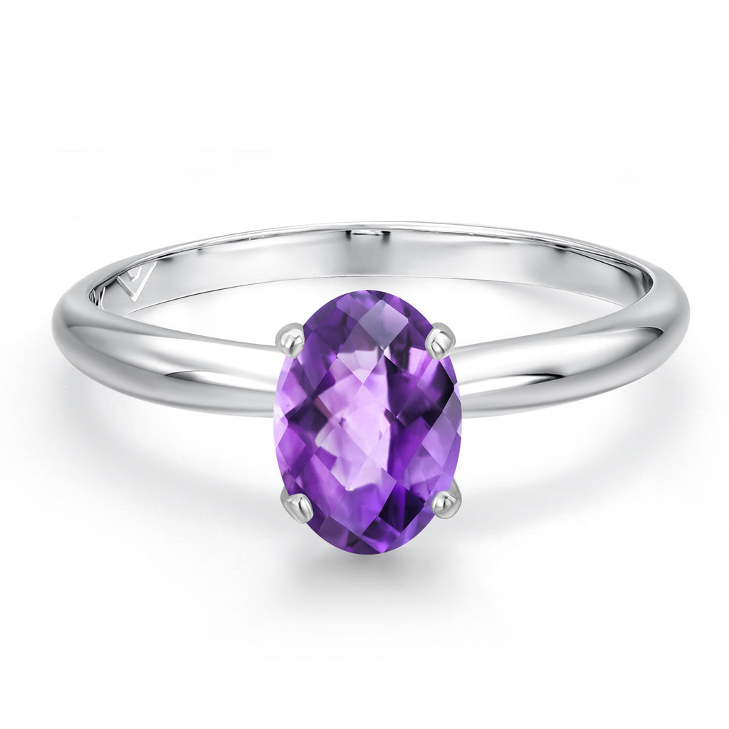 Amethyst - Checkerboard - February_5_Ring in 14K White Gold