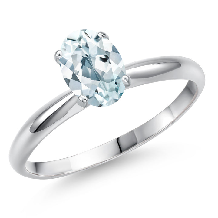 Aquamarine - March_5_Ring in 14K White Gold