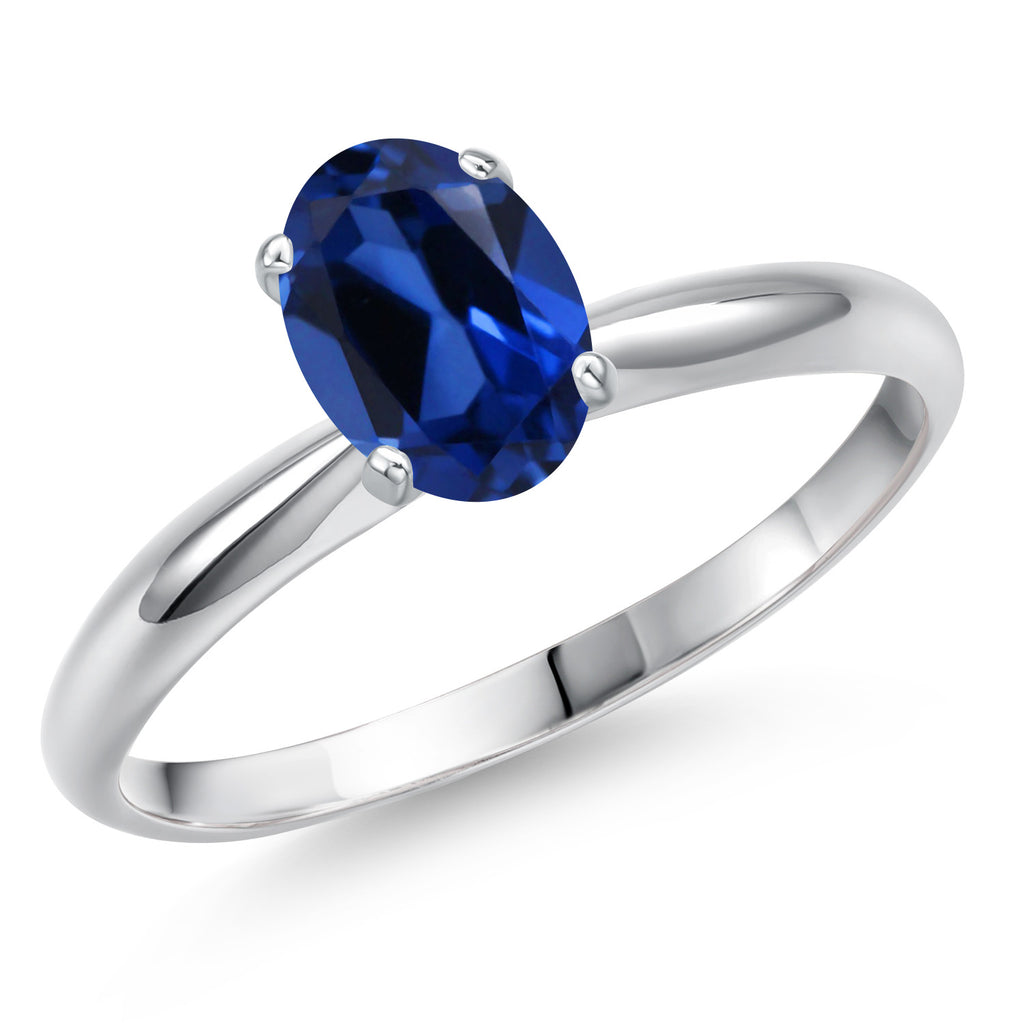 Blue Created Sapphire - September_9_Ring in 14K White Gold