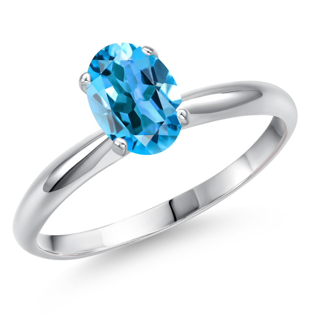Swiss Blue Topaz - November_5_Ring in 14K White Gold