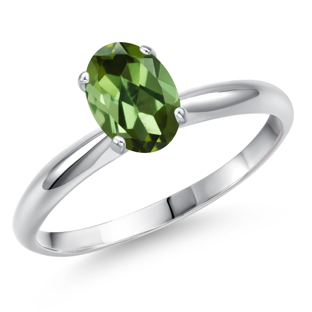 Green Tourmaline - October_9_Ring in 14K White Gold