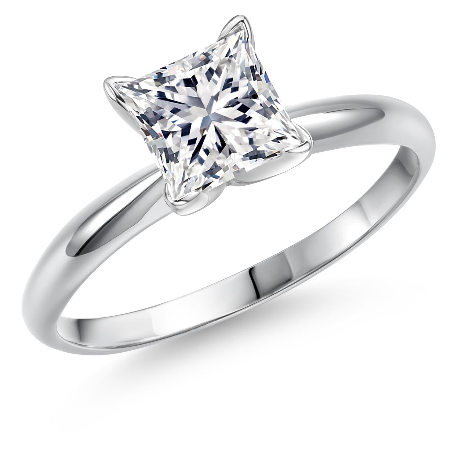 1.25 Ct 14K White Gold IGI Certified Lab Grown Diamond Engagement Ring | VS1 Clarity | Princess Cut | F-G Color | Gold Ring For Women | Available In Size 5, 6, 7, 8, 9