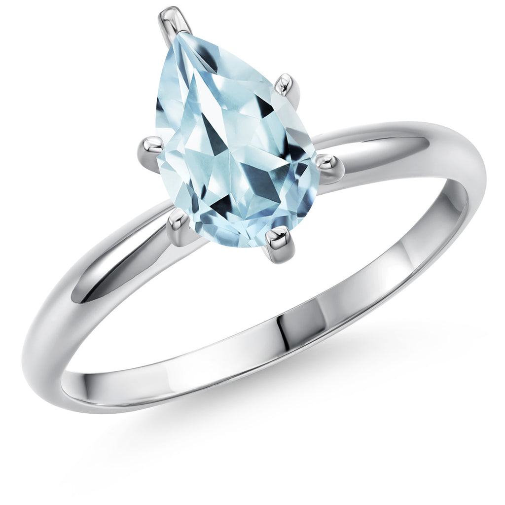 Aquamarine - March_6_Ring in 14K White Gold