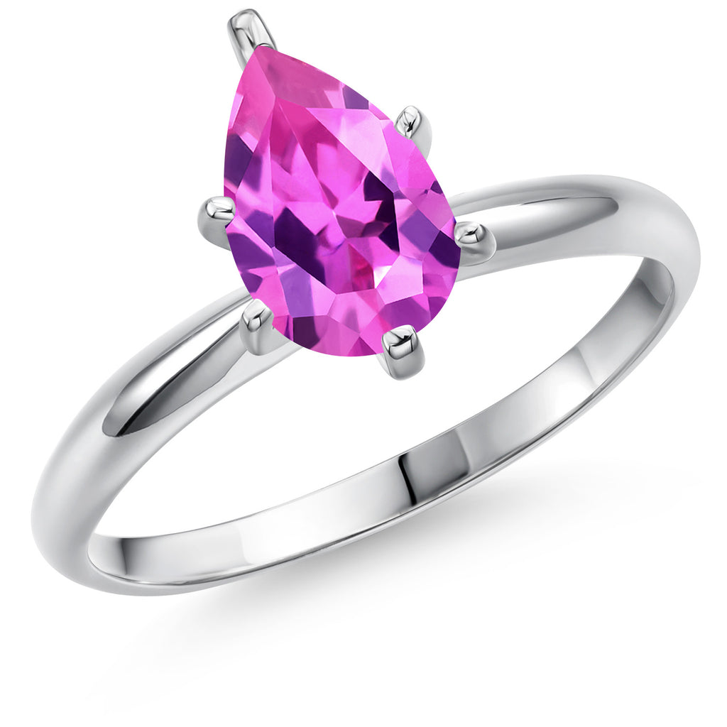 Pink Created Sapphire - September_7_Ring in 14K White Gold