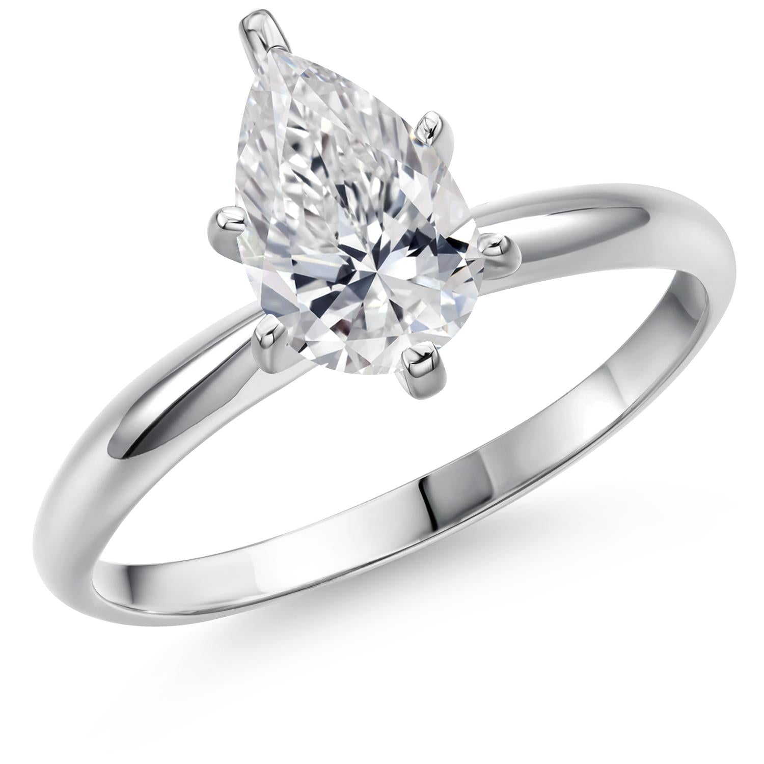 Pear Shape_1.00 Carat_8_Ring in 14K White Gold