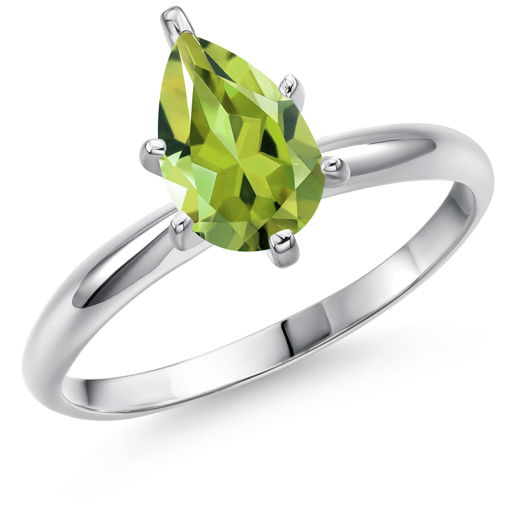 Peridot - August_8_Ring in 14K White Gold
