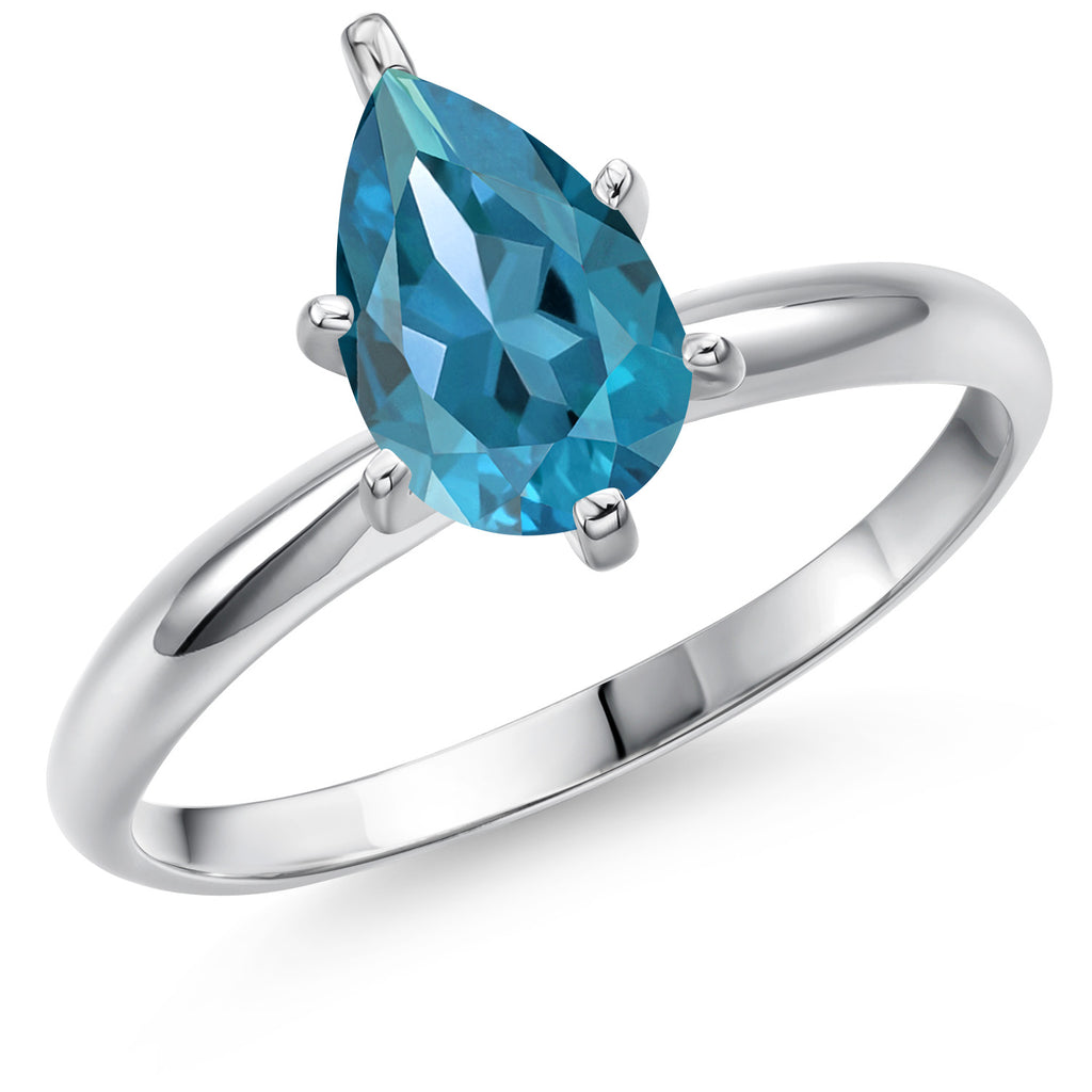 London Blue Topaz - November_6_Ring in 14K White Gold