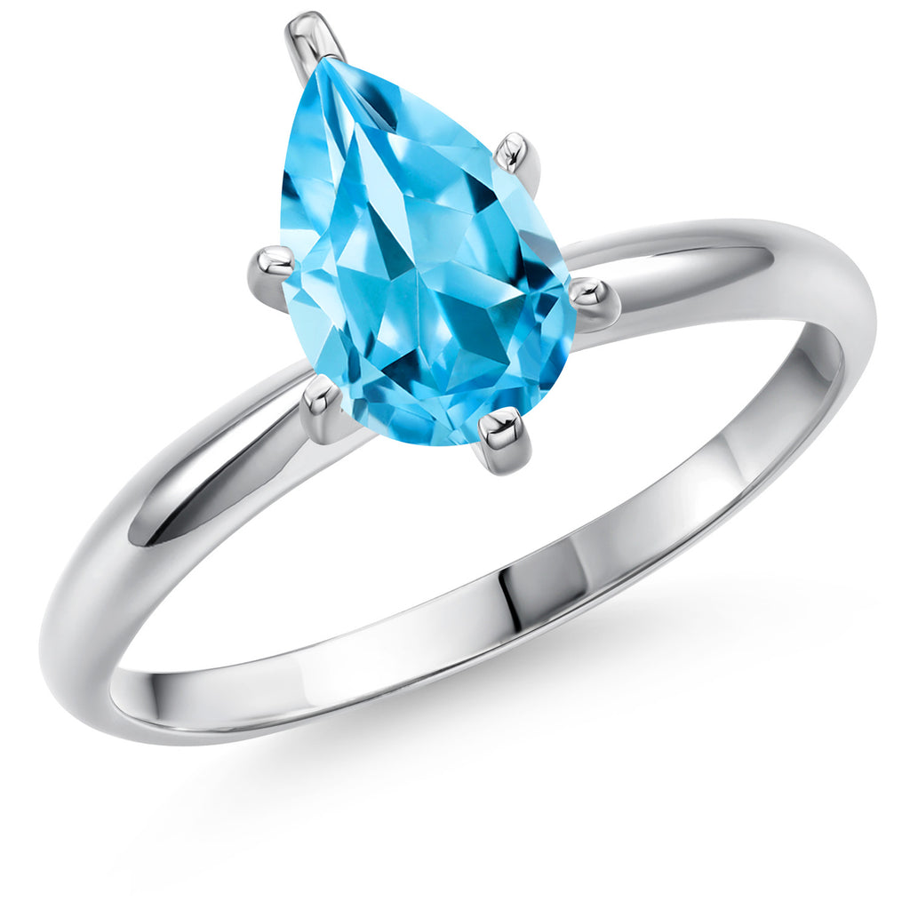 Swiss Blue Topaz - November_5_Ring in 14K White Gold