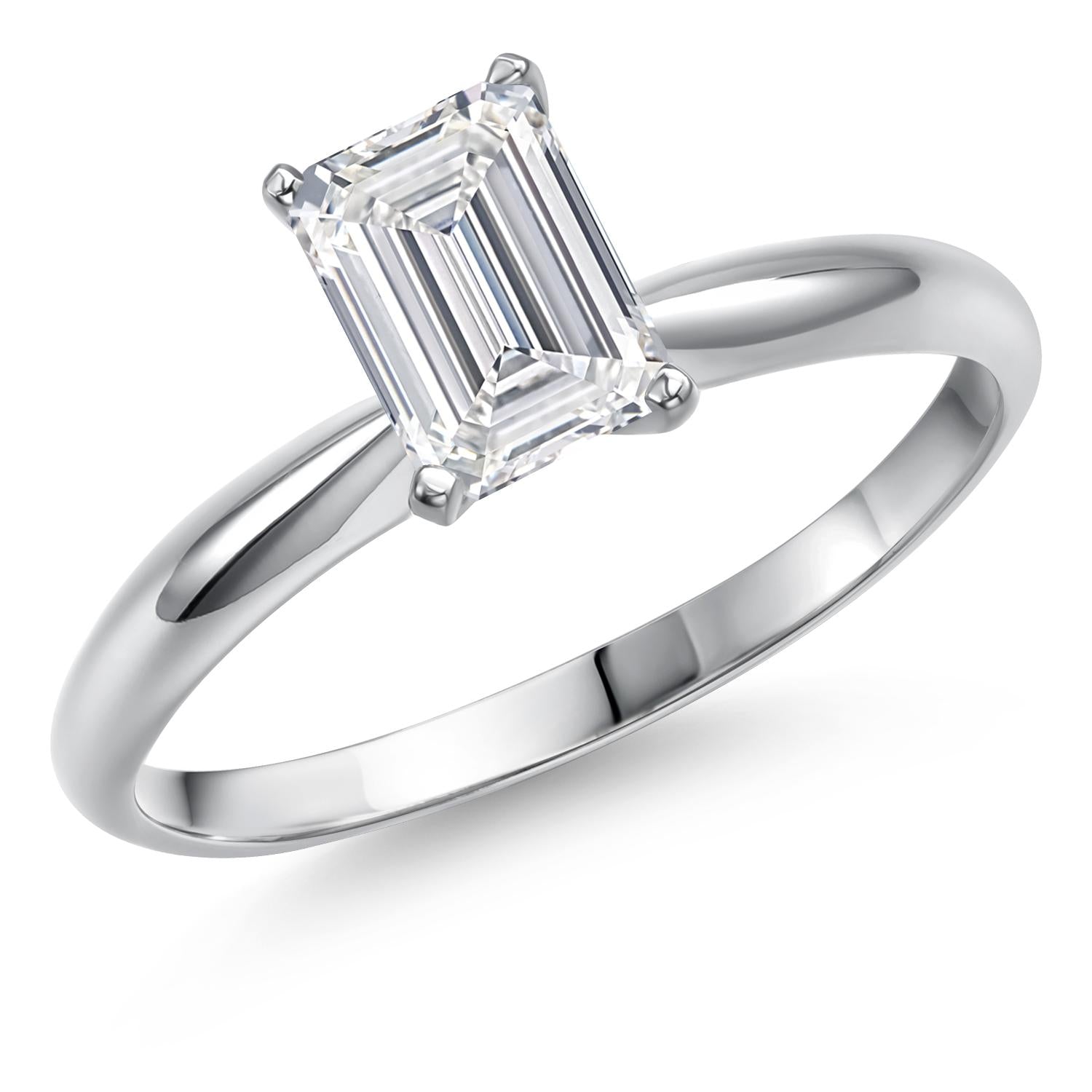 Emerald Cut_1.00 Carat_9_Ring in 14K White Gold